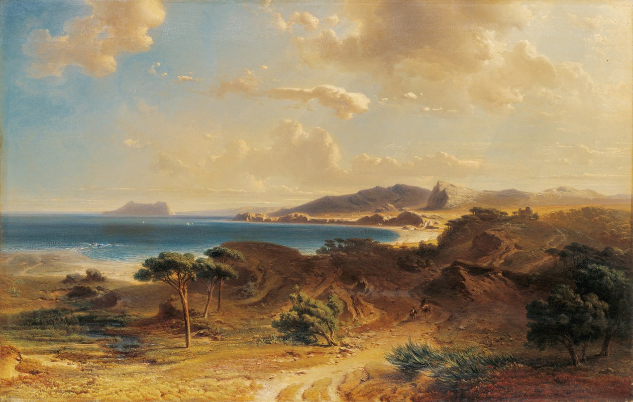 Praia de Estepona com vista para o Rochedo de Gibraltar de Fritz Bamberger