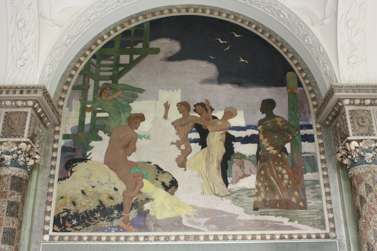 Pintura de parede no salão de conchas do Kurhaus Wiesbaden de Fritz Erler