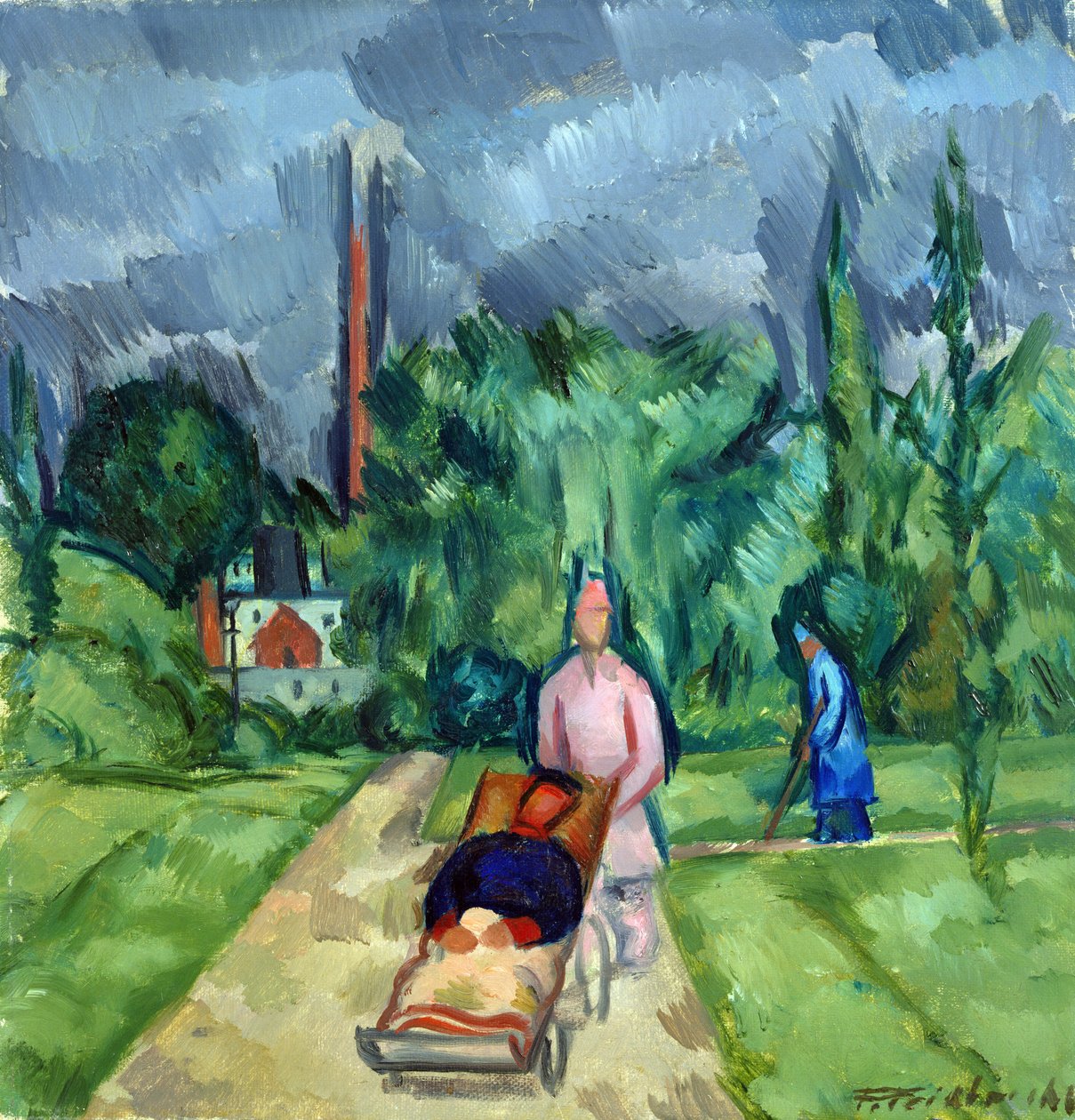 Nos Jardins do Hospital Militar III, 1915 de Fritz Friedrichs
