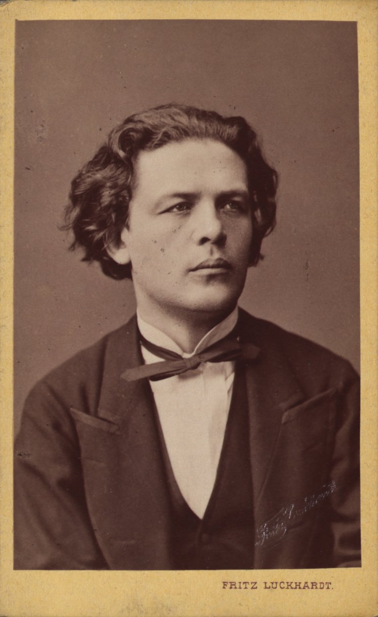 Retrato do compositor Anton Rubinstein 1829-1894, c. 1870. de Fritz Luckhardt