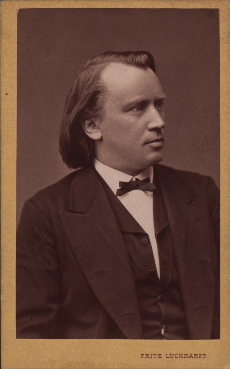 Retrato do compositor Johannes Brahms 1833-1897, c. 1875. de Fritz Luckhardt