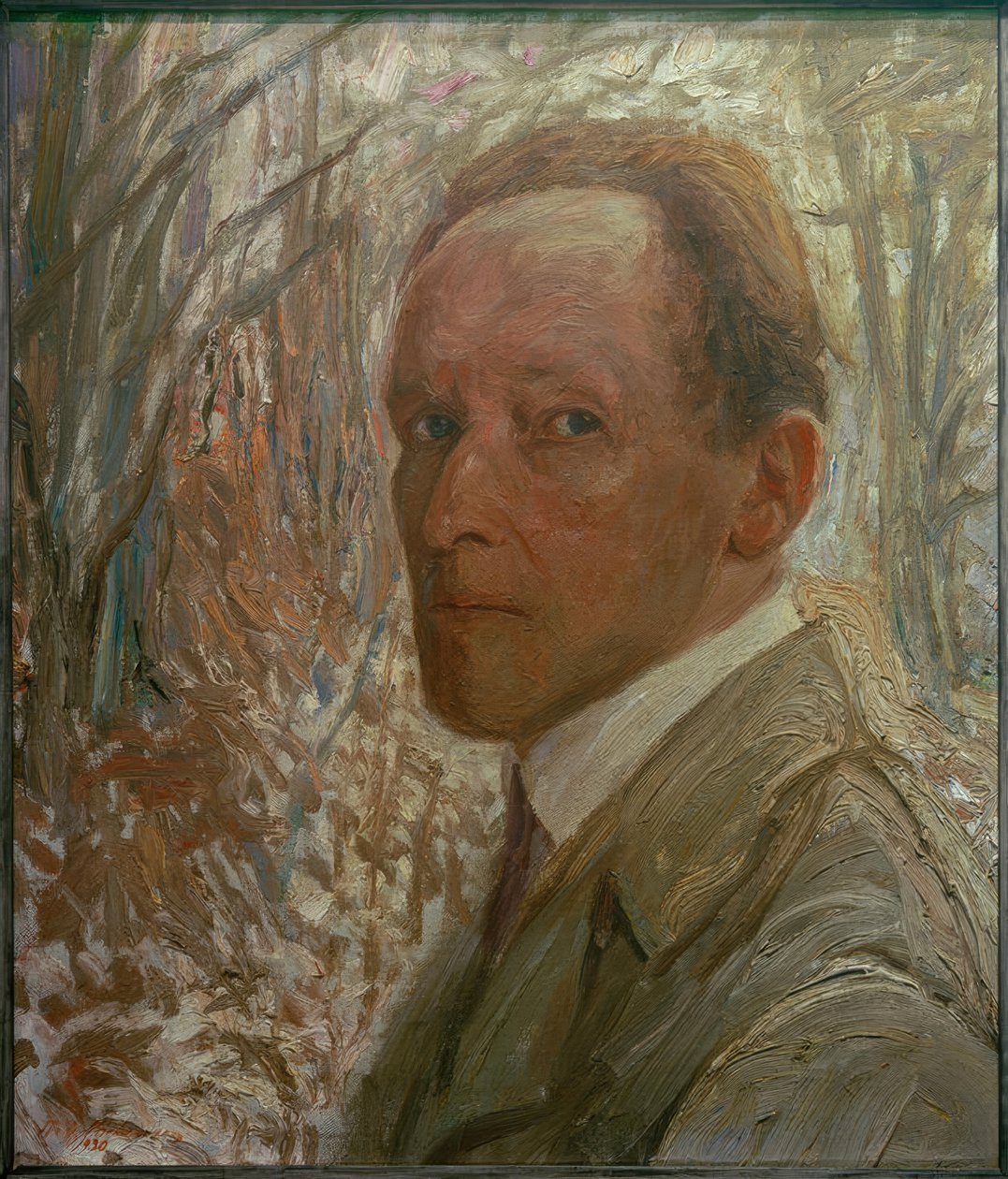 Autorretrato em frente a árvores de Fritz Mackensen