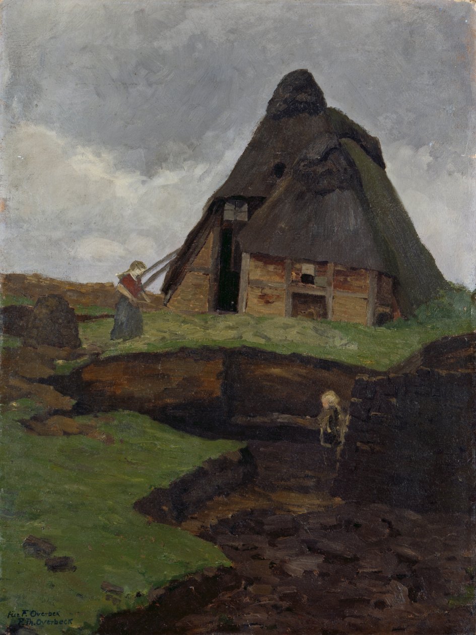 Mire Cottage com Criança de Fritz Overbeck