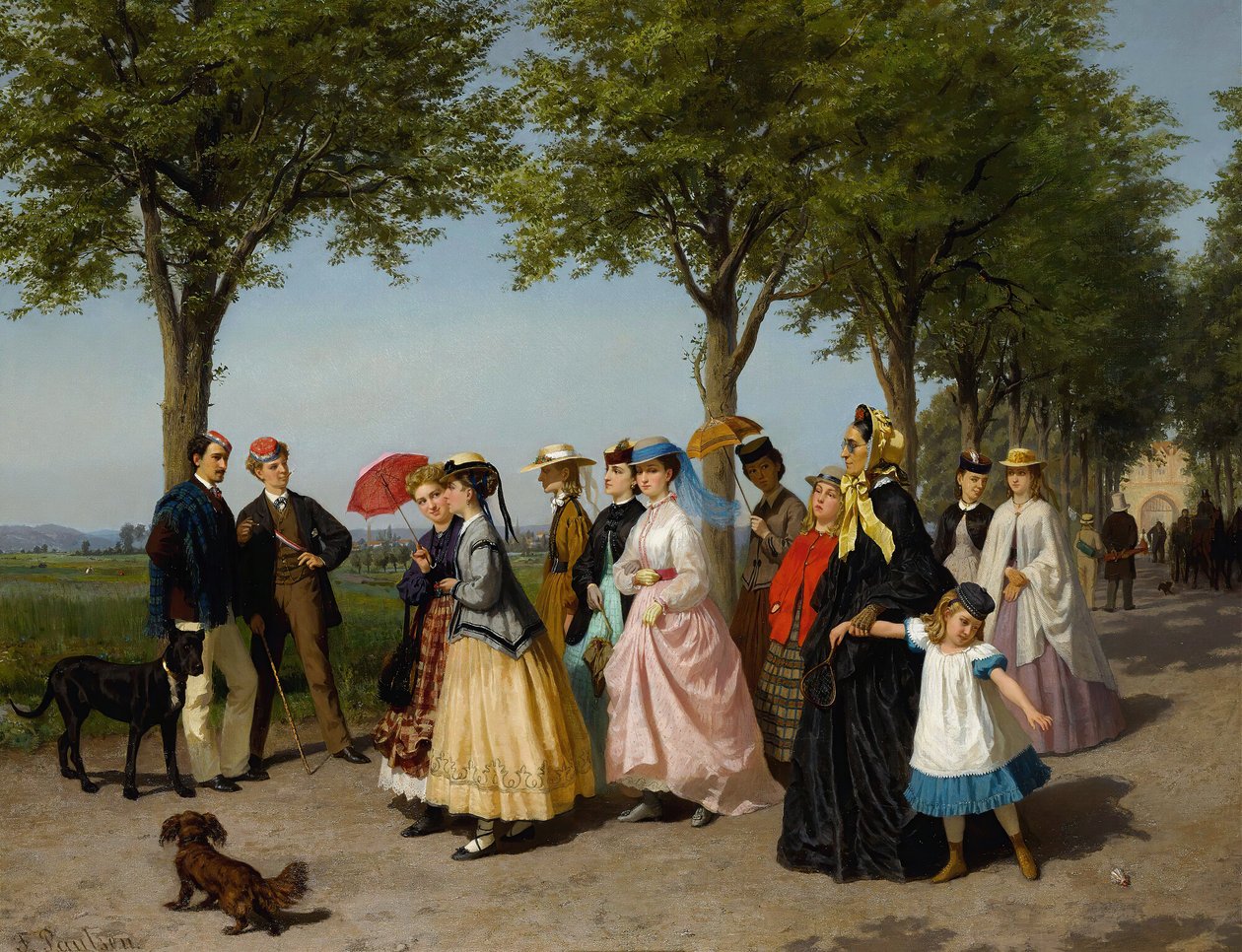A Promenade (óleo sobre tela) de Fritz Paulsen