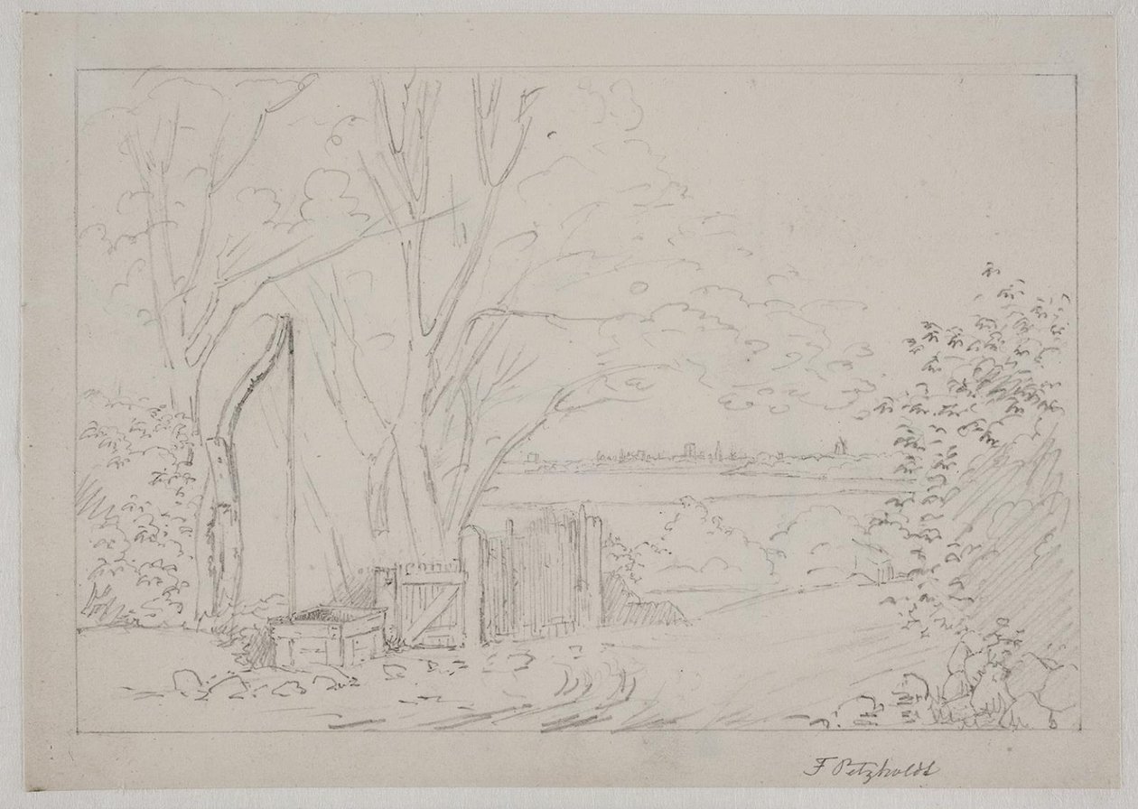 Paisagem com inclinação bem em primeiro plano de Fritz Petzholdt