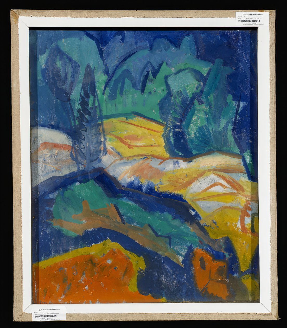 Bouquet de flores em jarra azul de Fritz Schaefler