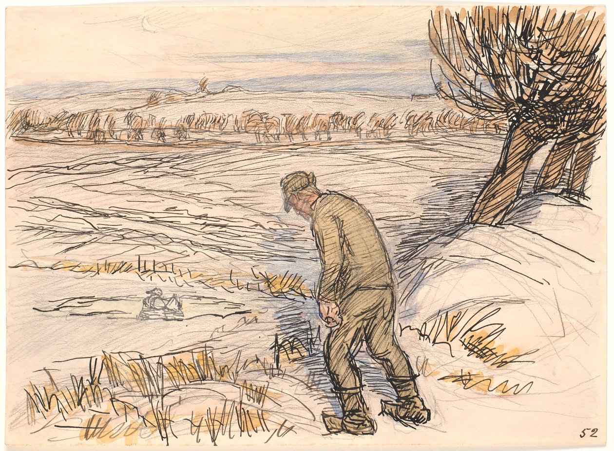 O fazendeiro pelo lago congelado de Fritz Syberg