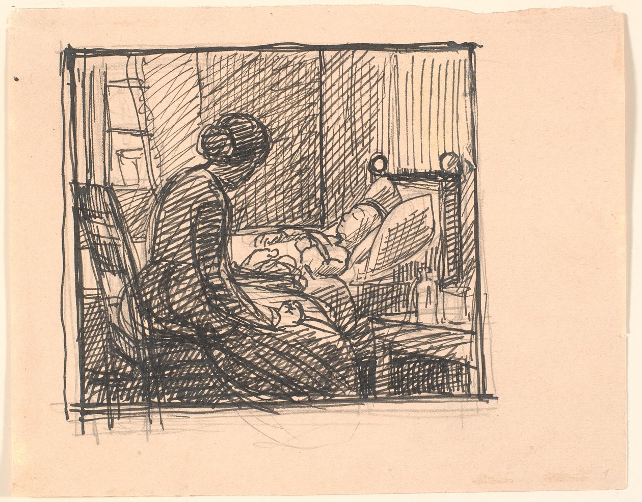 Havia uma mãe sentada com seu filhinho... de Fritz Syberg