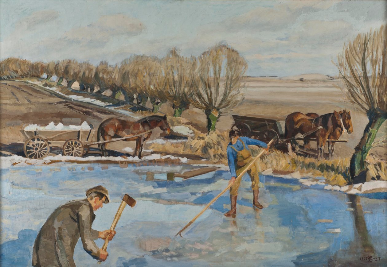 Farmhands buscando o gelo, 1927 de Fritz Syberg