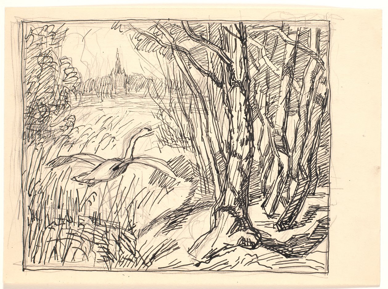 Paisagem com decolagem de cisne de Fritz Syberg