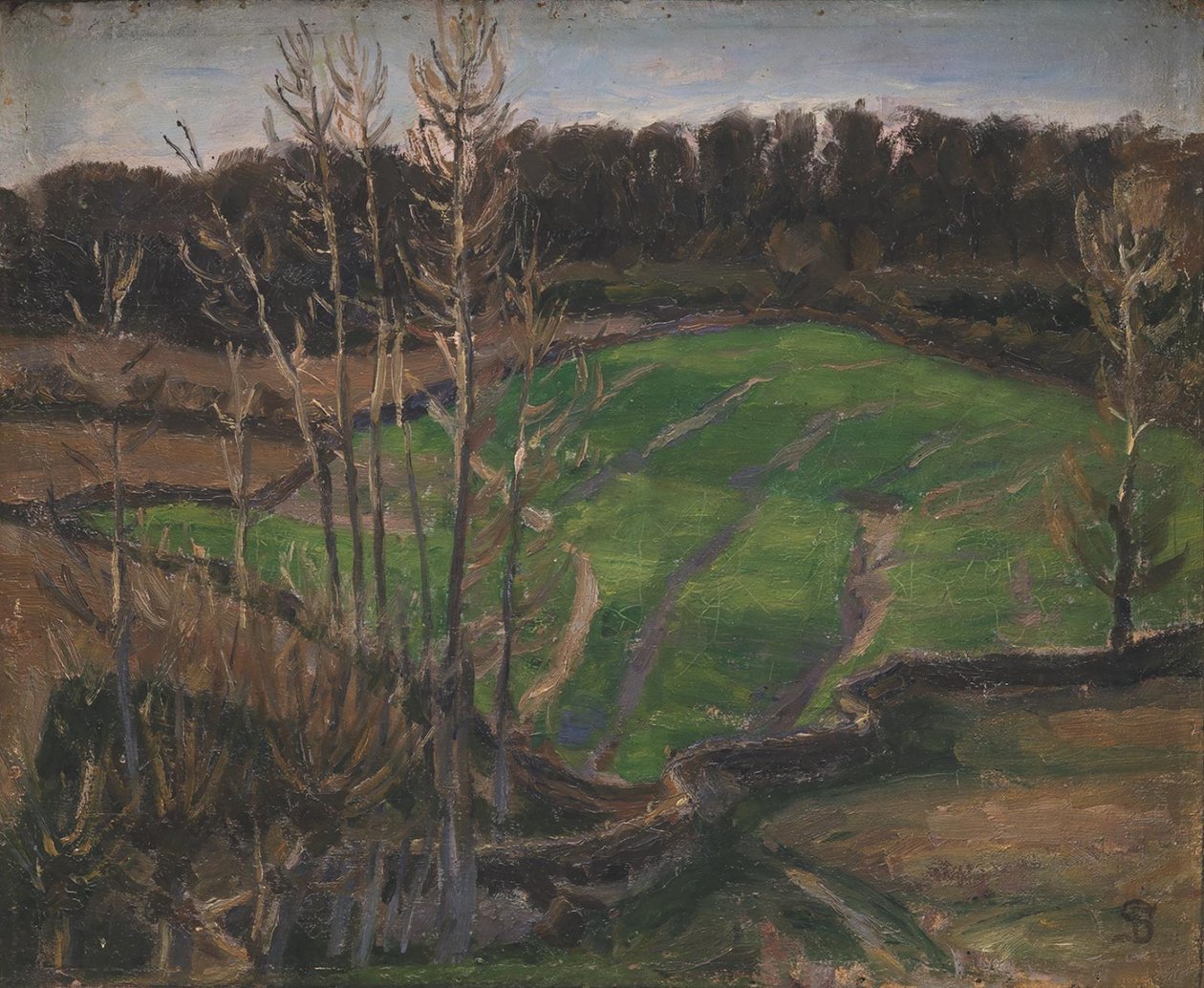 Paisagem em Svanninge com sementes verdes de inverno de Fritz Syberg