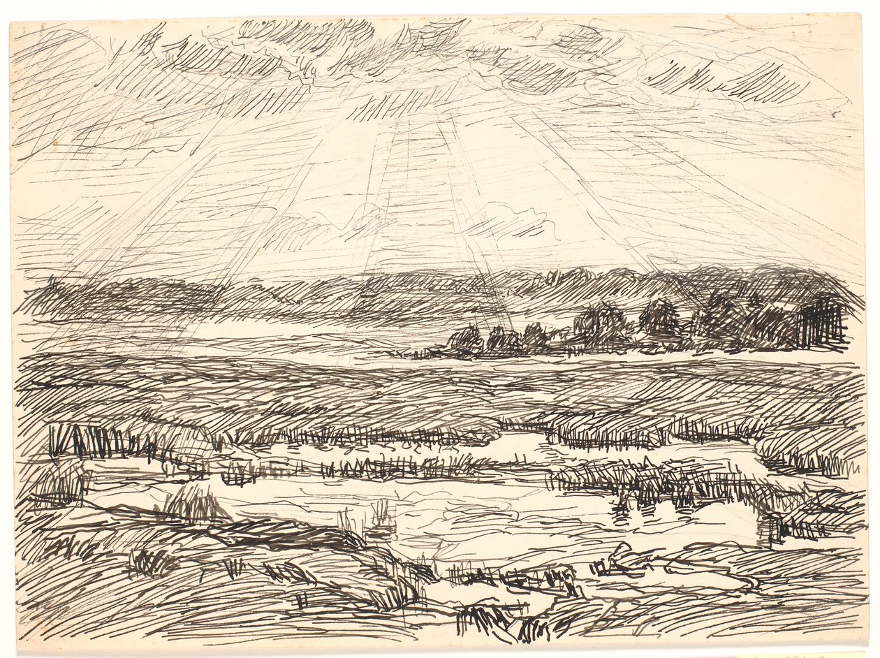 Paisagem do pântano com sol baixo de Fritz Syberg