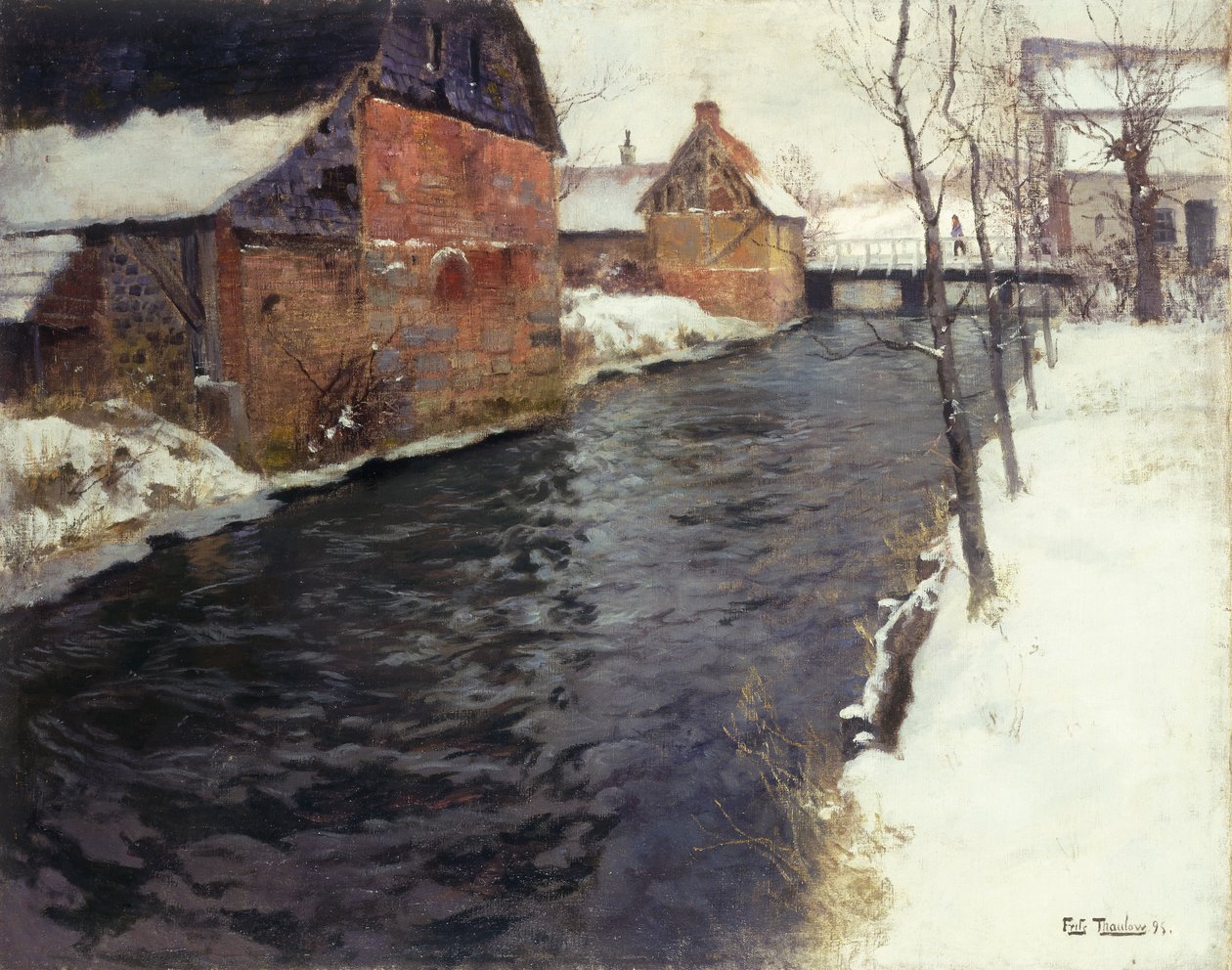 Uma paisagem do rio do inverno, 1895 de Frits Thaulow