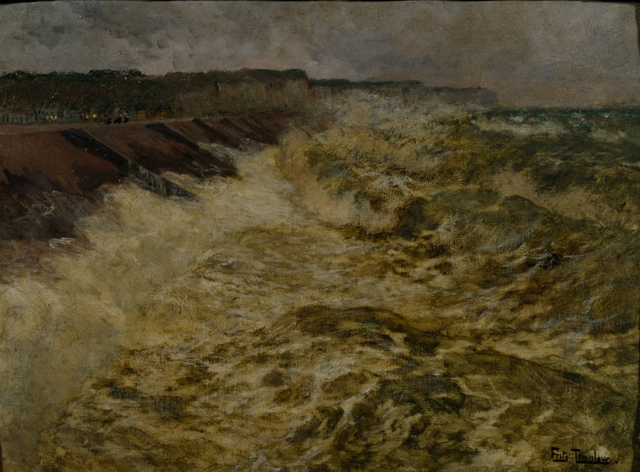 Quebra-mares em Dieppe de Fritz Thaulow