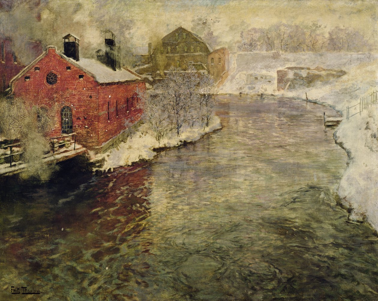 Fábricas às margens do rio Akers (Kristiania/ Oslo) de Fritz Thaulow