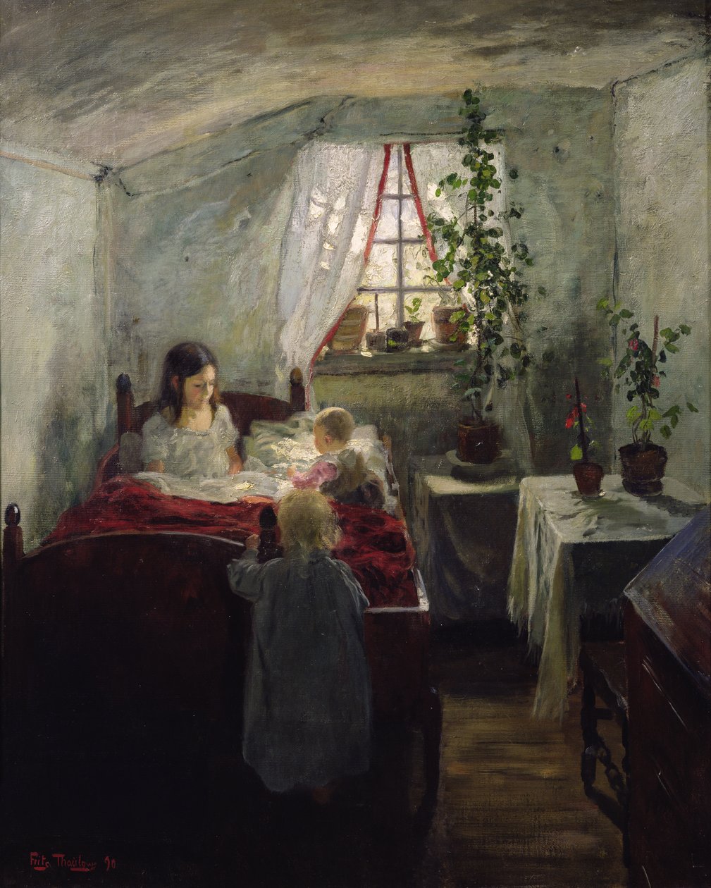 Interior com crianças de Fritz Thaulow