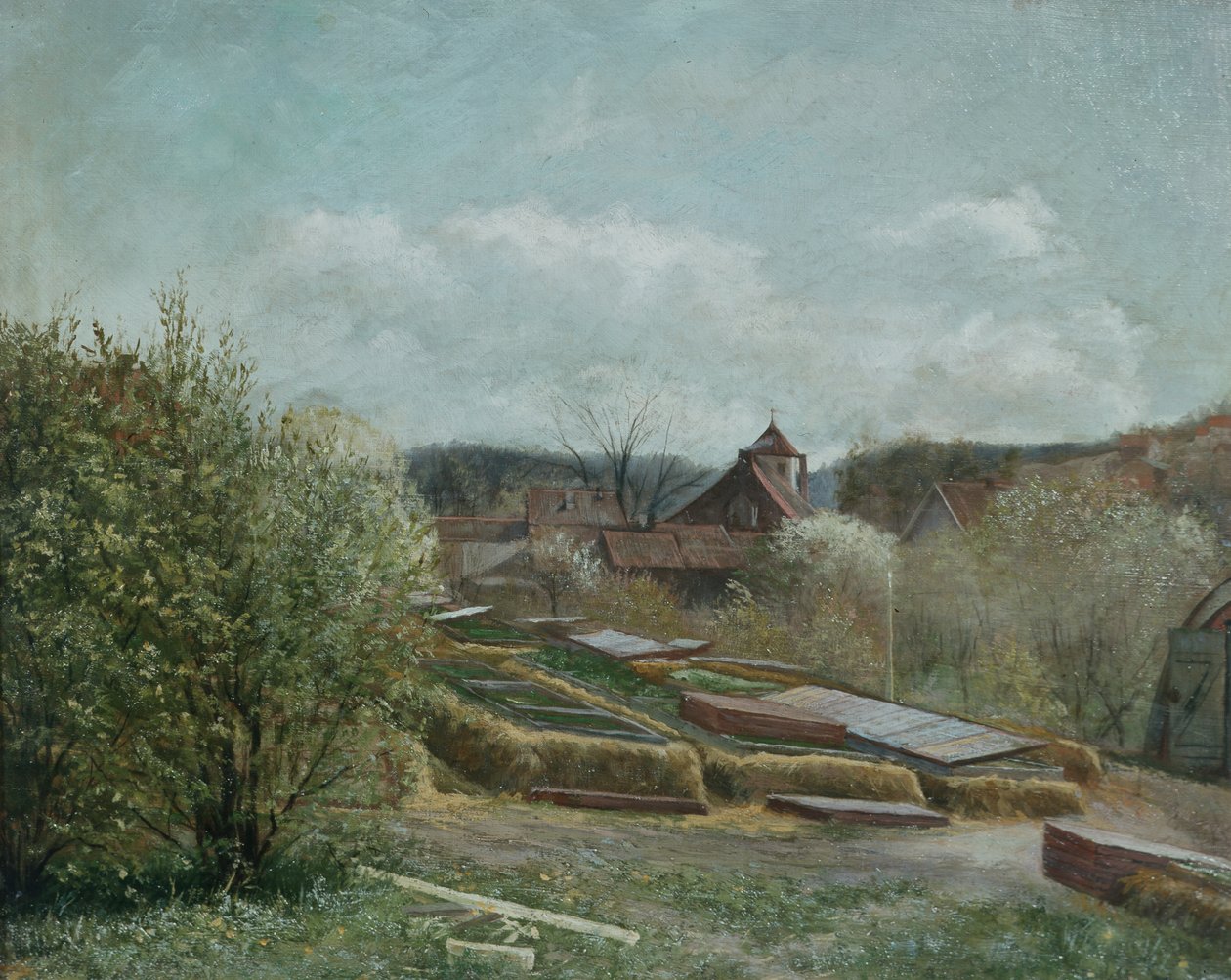 Paisagem com o Hospital de Oslo, ca. 1880 (pintura) de Fritz Thaulow