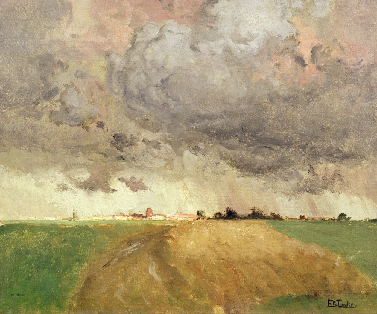 Tempestade em Delft (óleo sobre tela) de Fritz Thaulow