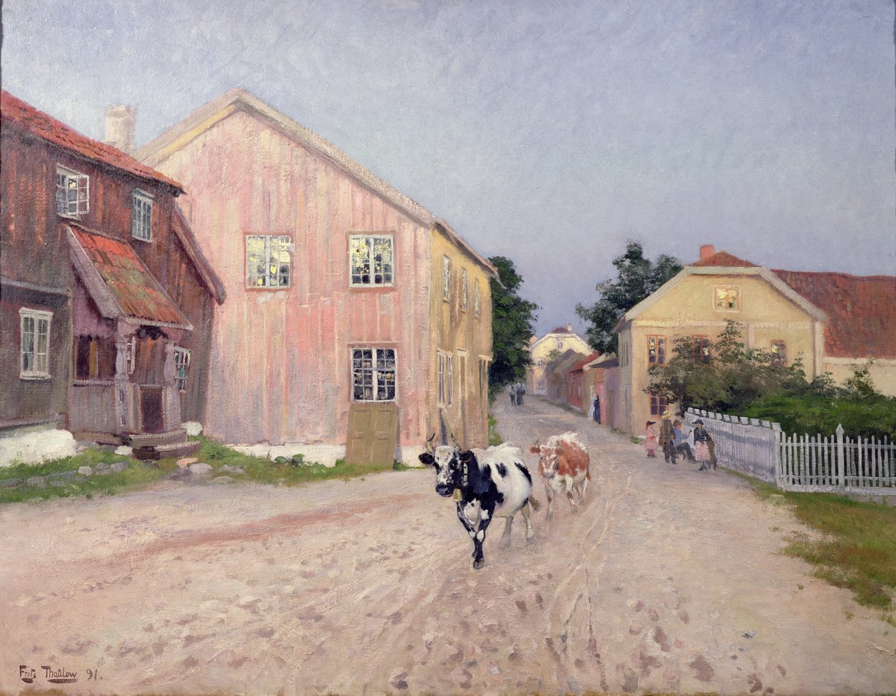 Rua em Hokksund de Fritz Thaulow
