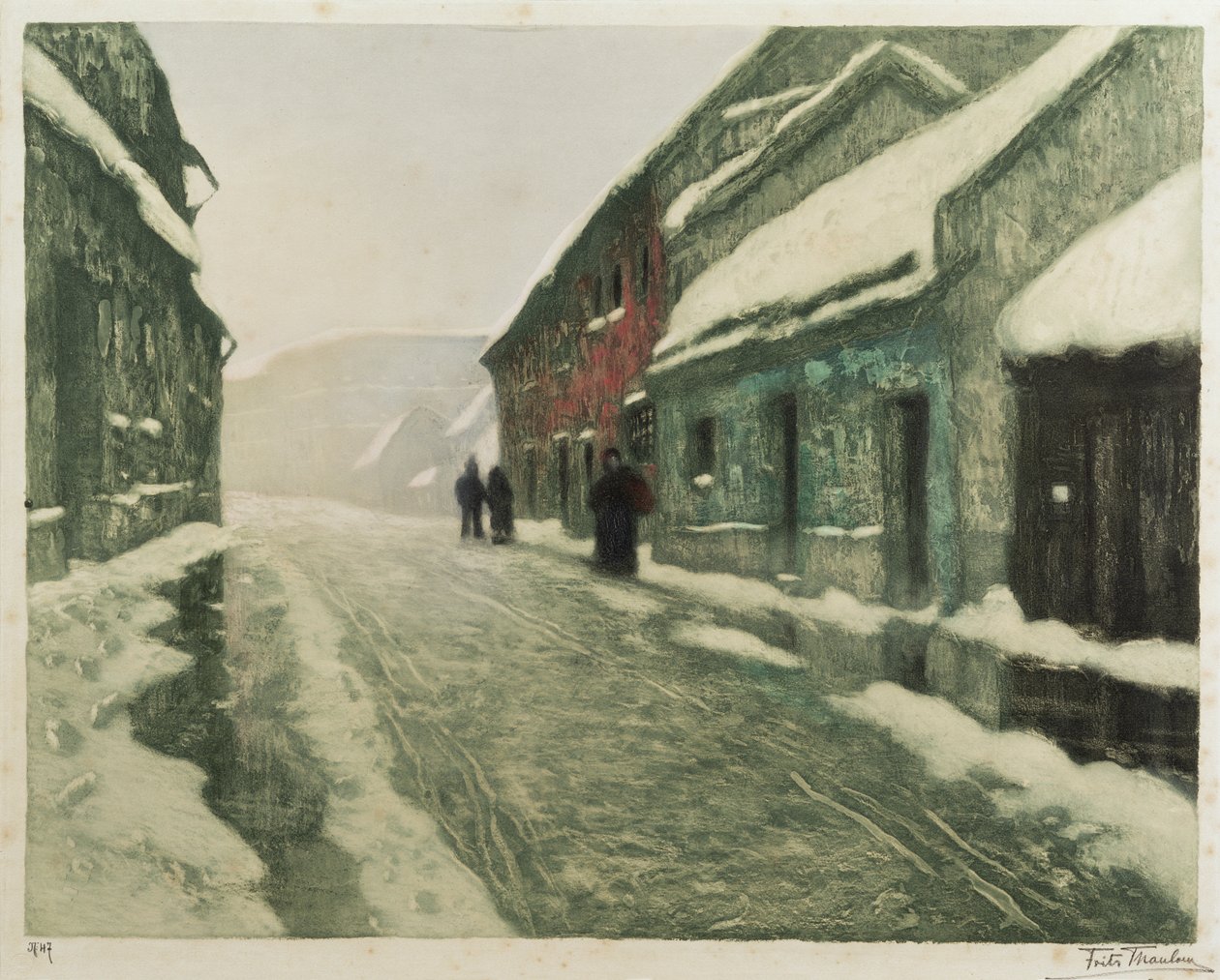 Descongelamento (gravura colorida à mão) de Fritz Thaulow