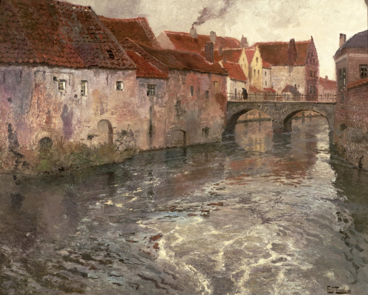 A ponte em Antuérpia (ou Oudenard), 1902 de Frits Thaulow