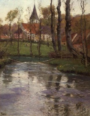 A Igreja Antiga à beira do rio de Fritz Thaulow