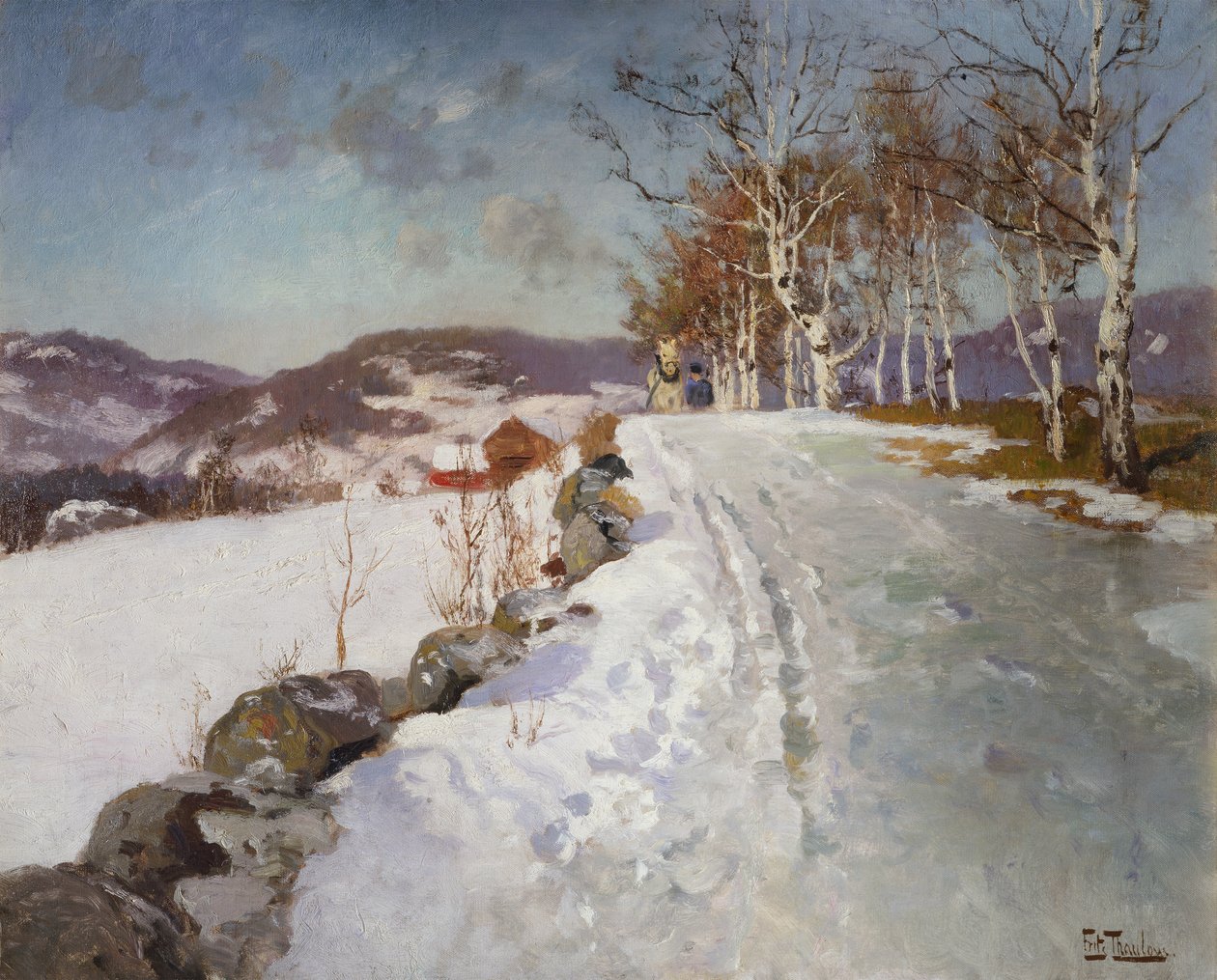 Paisagem de inverno em Lillehammer de Fritz Thaulow