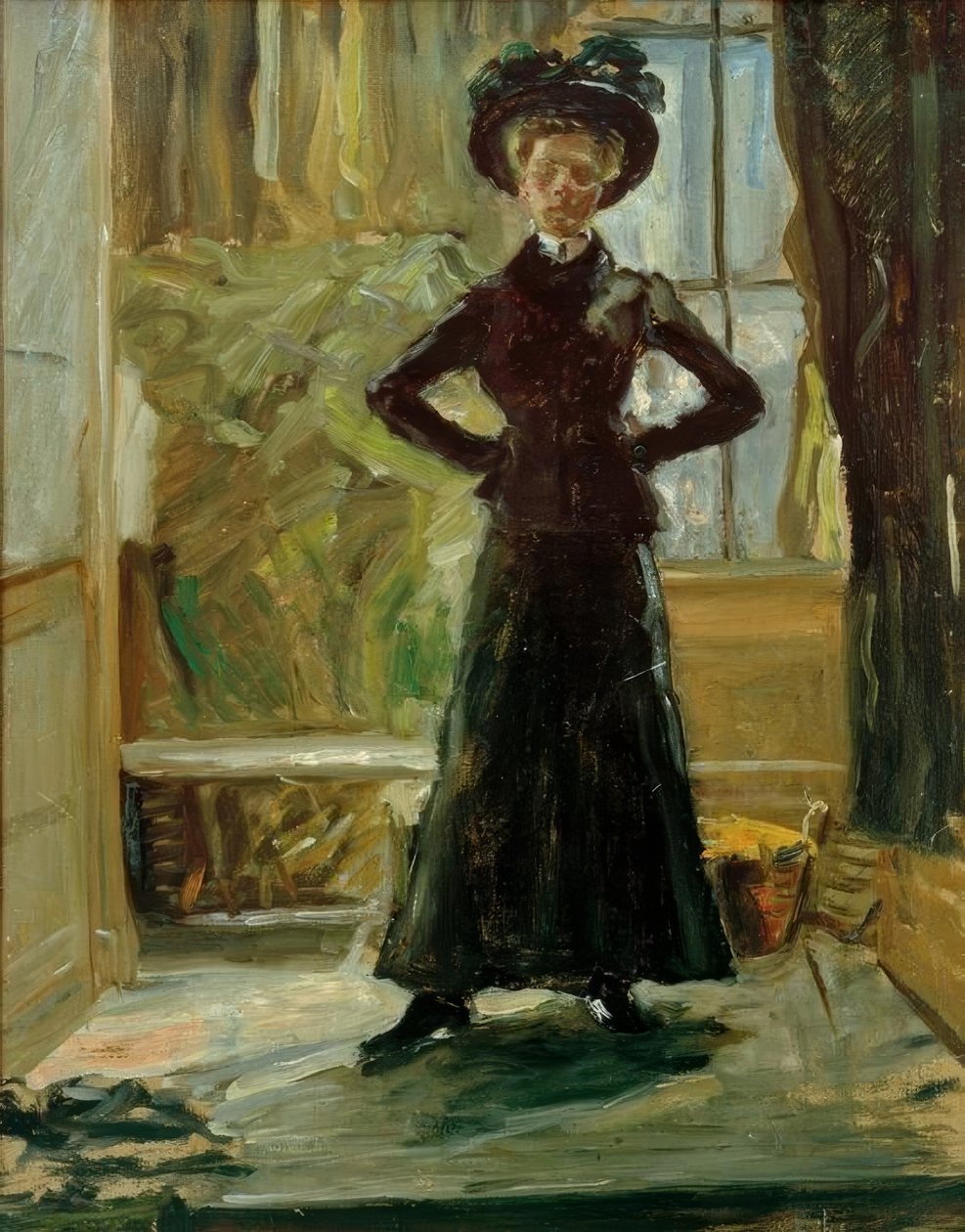 Retrato da filha em traje preto de Fritz von Uhde