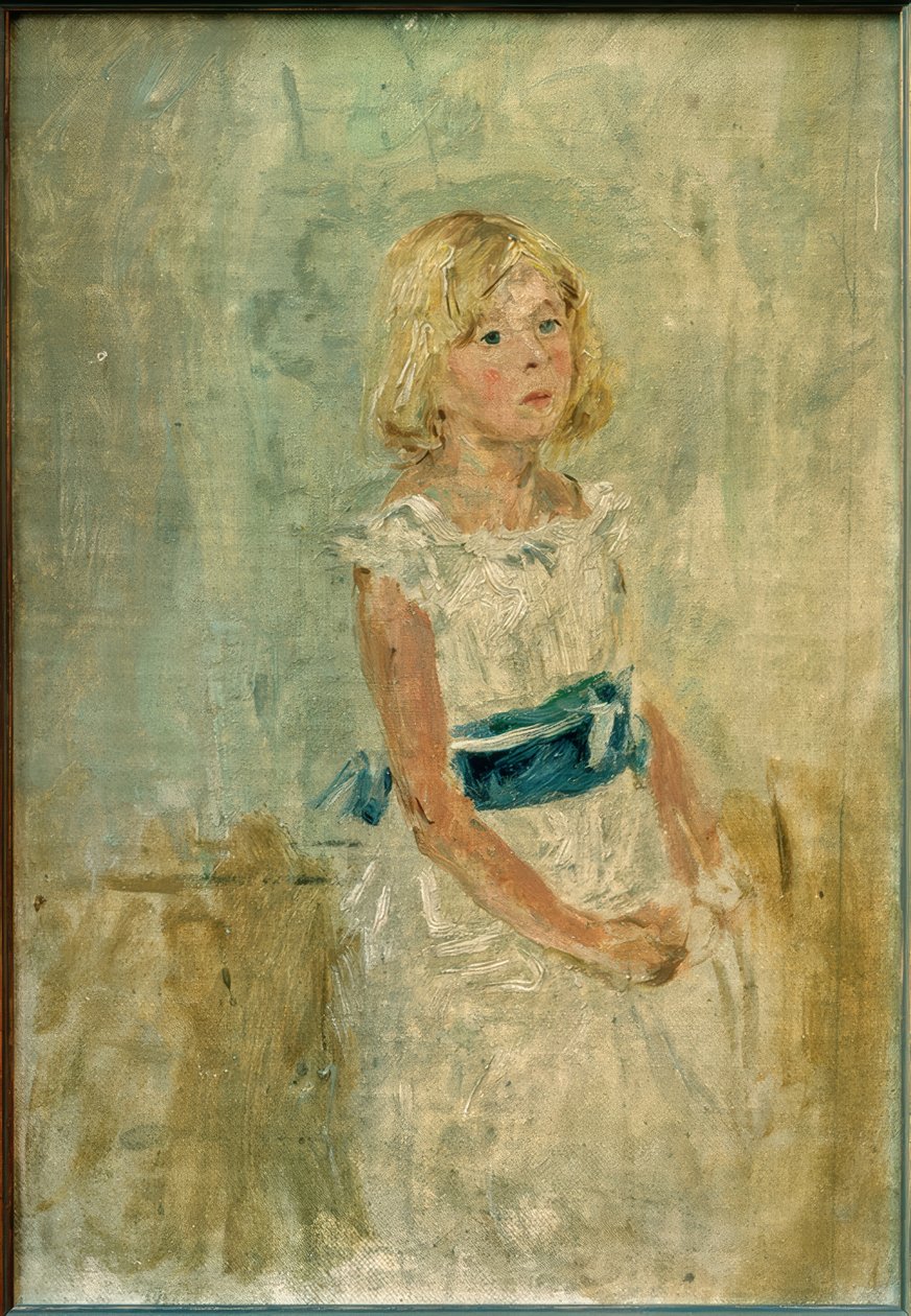 Rapariga loira com faixa azul de Fritz von Uhde