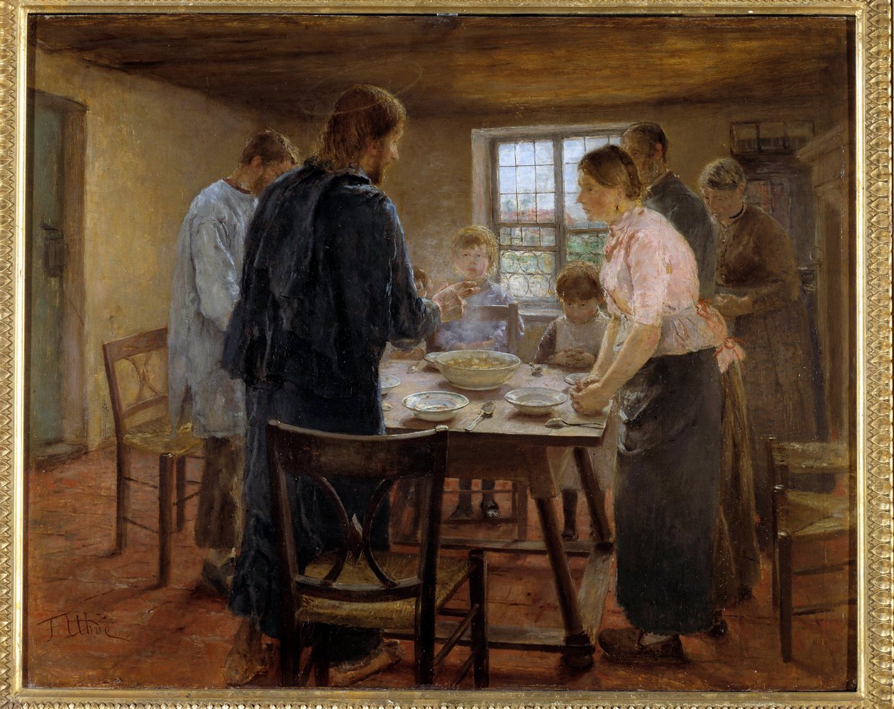 Cristo nos Camponeses Pintura de Fritz von Uhde (1848-1911) 1887-1888 Sol. 0,5x0,6 m Paris, Musee d