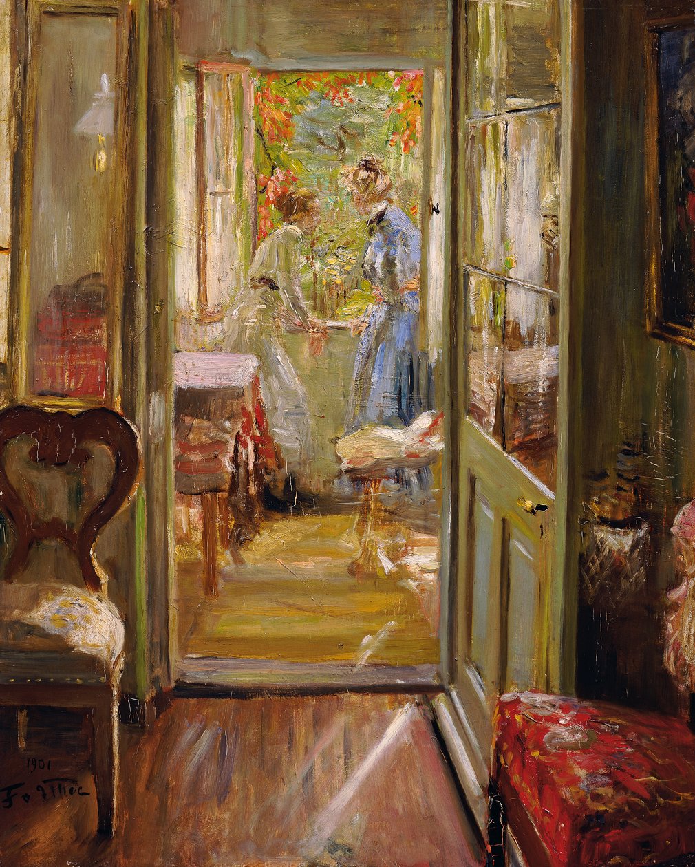 As filhas do artista na varanda de Fritz von Uhde