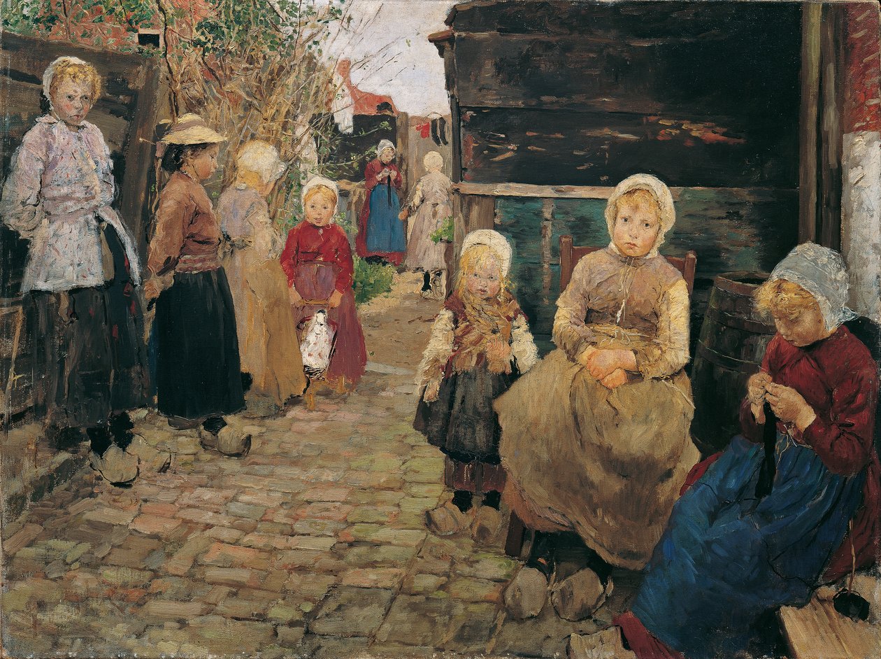 Fischerkinder em Zandvoort de Fritz von Uhde