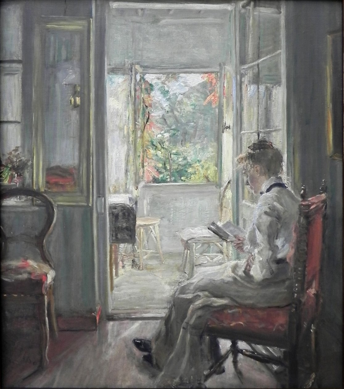 Rapariga a ler / À porta da varanda de Fritz von Uhde