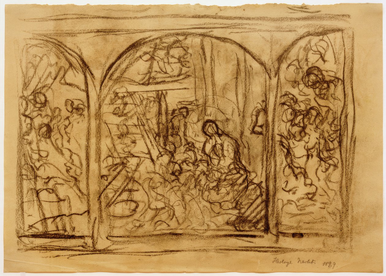 Esboço de composição "The Holy Night" de Fritz von Uhde