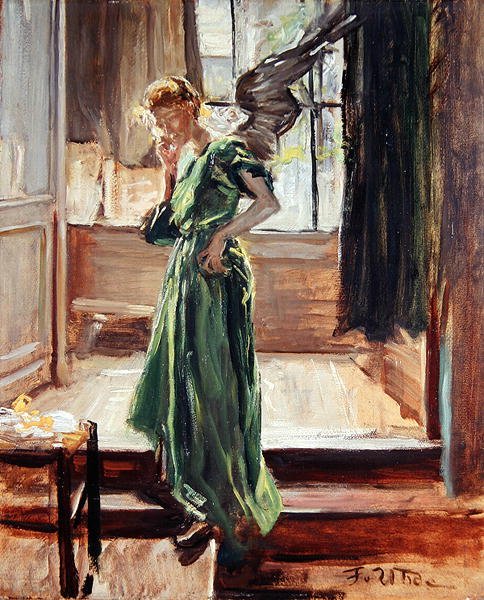 Modelo Descanso (óleo sobre papel) de Fritz von Uhde