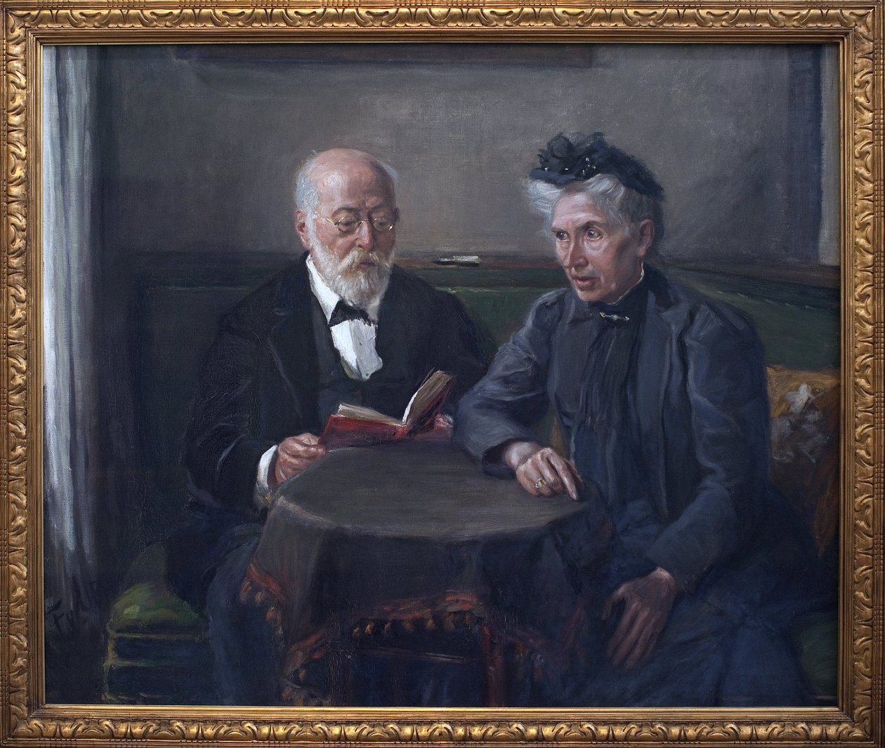 O Senador Gustav Hertz e a sua mulher. Pintura de Fritz von Uhde (1848-1911), óleo sobre tela de Fritz von Uhde