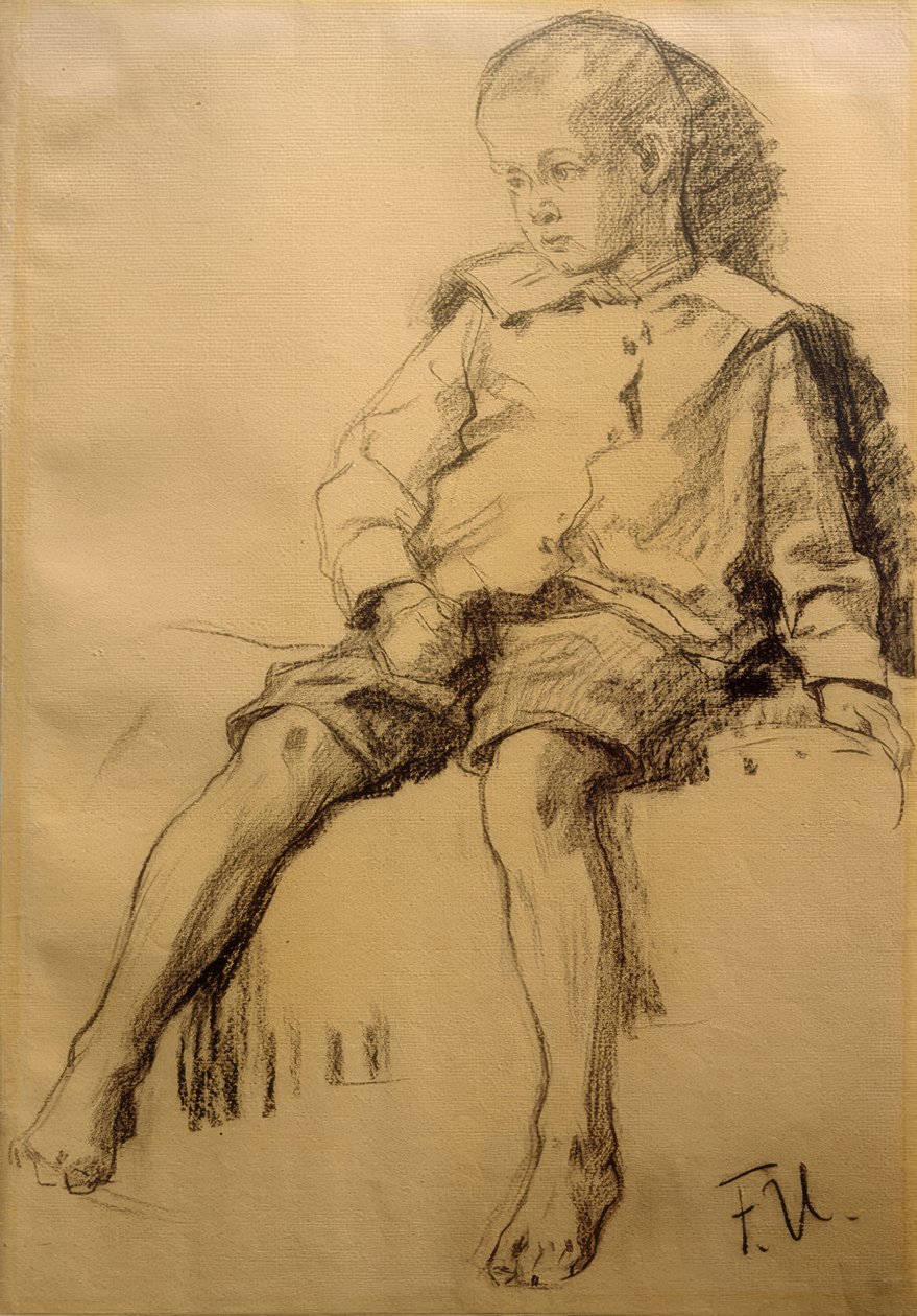 Menino sentado com as pernas nuas de Fritz von Uhde