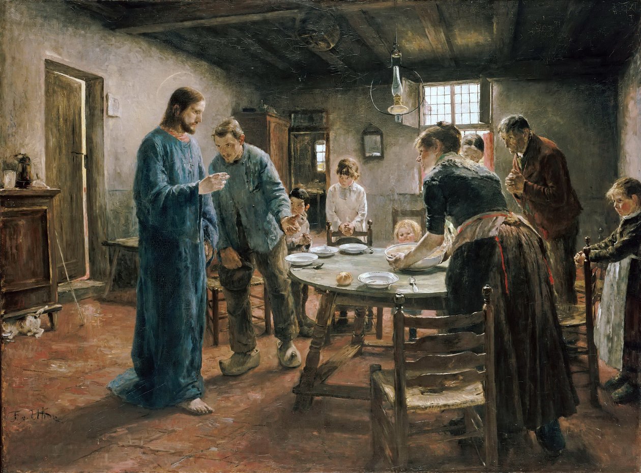 A oração da hora da refeição de Fritz von Uhde
