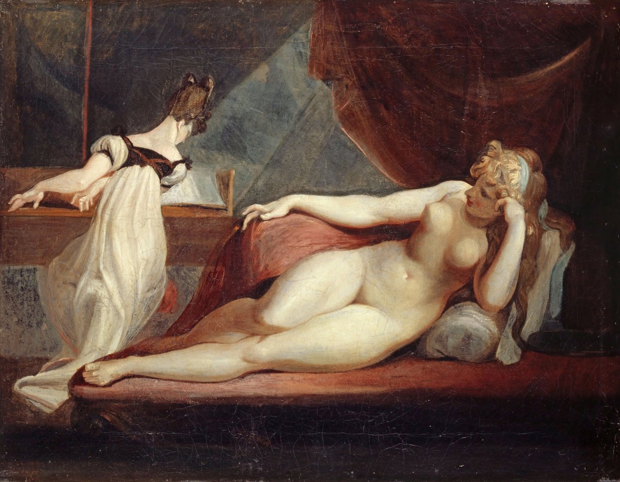 Descansando nu feminino e um pianista, 1799-1800. de Füssli