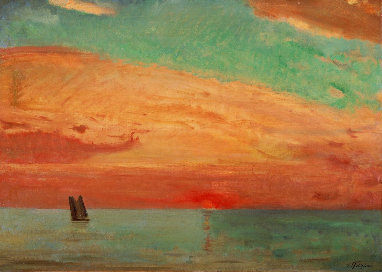 Nascer do sol sobre o mar oriental de Fujishima Takeji