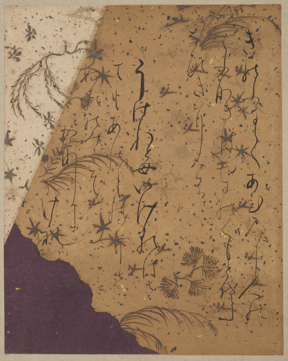 Página do Ishiyama-gire por Ki no Tsurayuki de Fujiwara no Sadanobu attr. to Fujiwara no Sadanobu attr. to