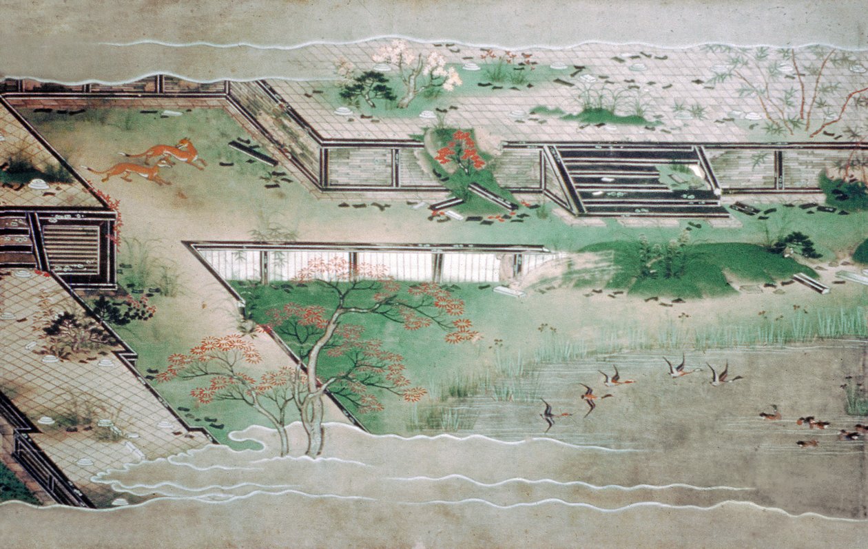Hsun Ch&39;ing (320-235 aC) faz uma peregrinação (Heian e Kamakura pintaram o pergaminho) de Fujiwara Nagataka
