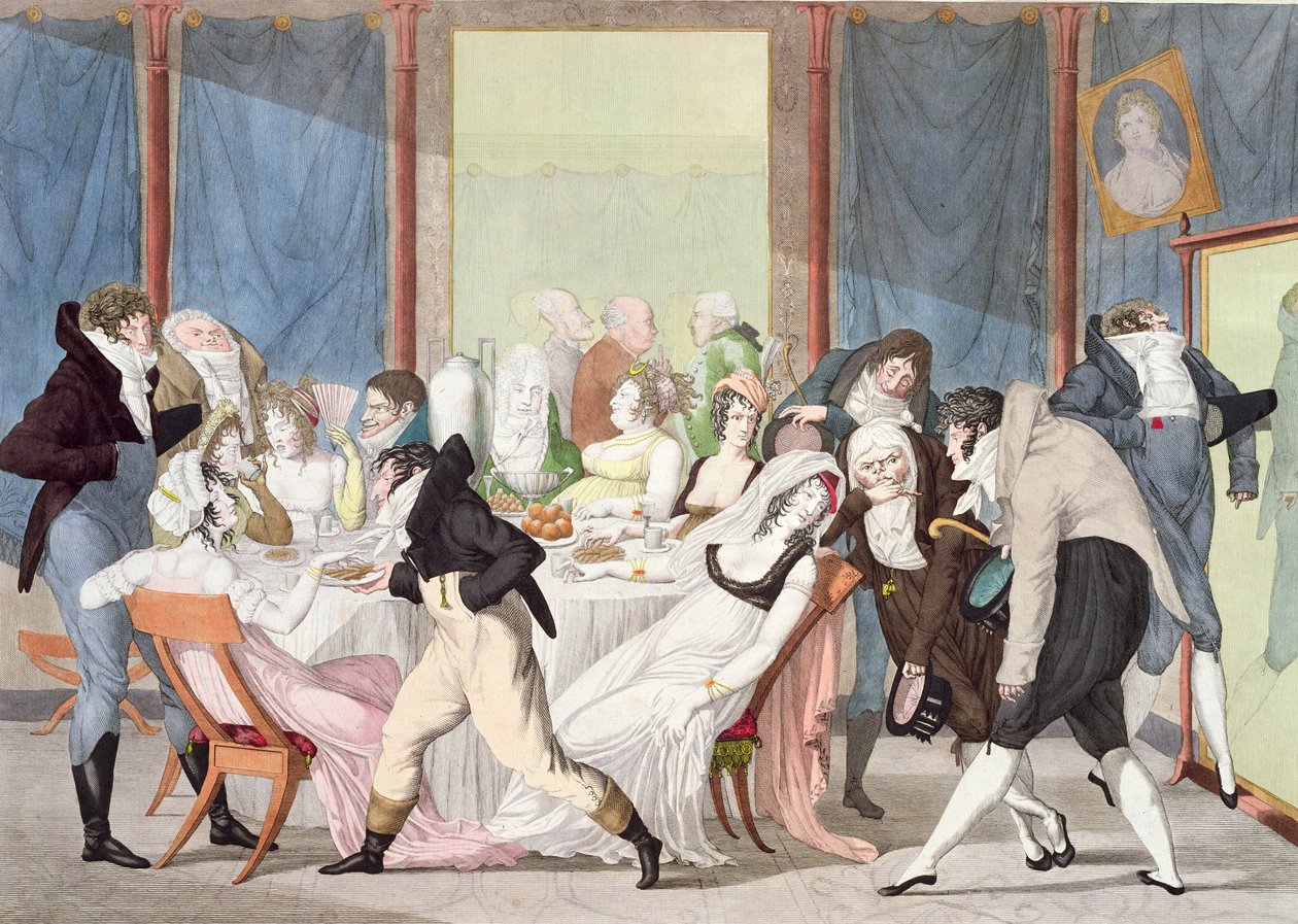 Um tea party parisiense, c.1800 de Fulchran Jean Harriet