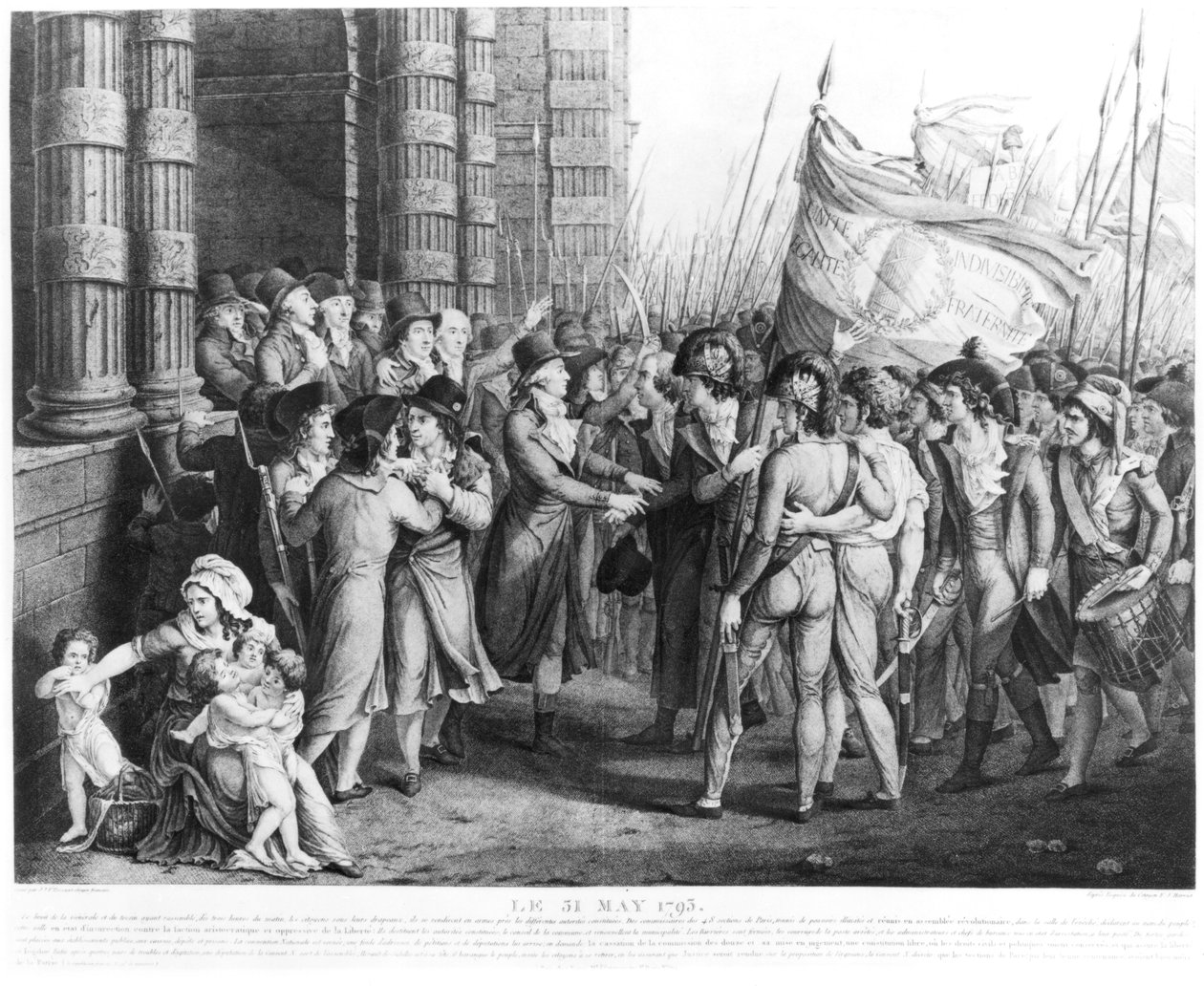 Deputados da Convenção Nacional que deixam a Assembléia nas Tulherias, em 31 de maio de 1793, gravada por Jean Joseph Tassaert (1765-1835) de Fulchran Jean Harriet