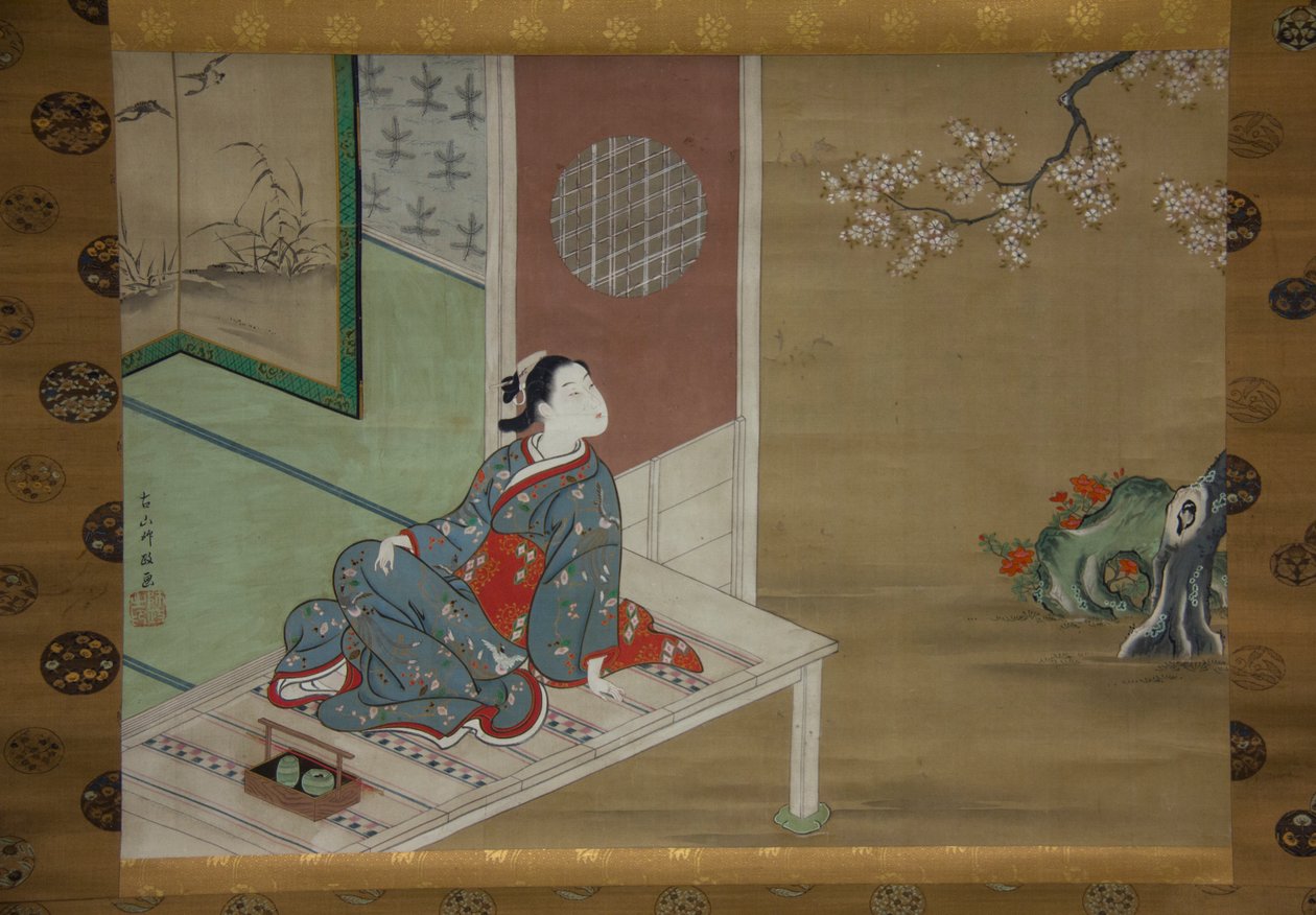 Cortesão Descansando na Varanda, Séc. XVIII. de Furuyama Moromasa