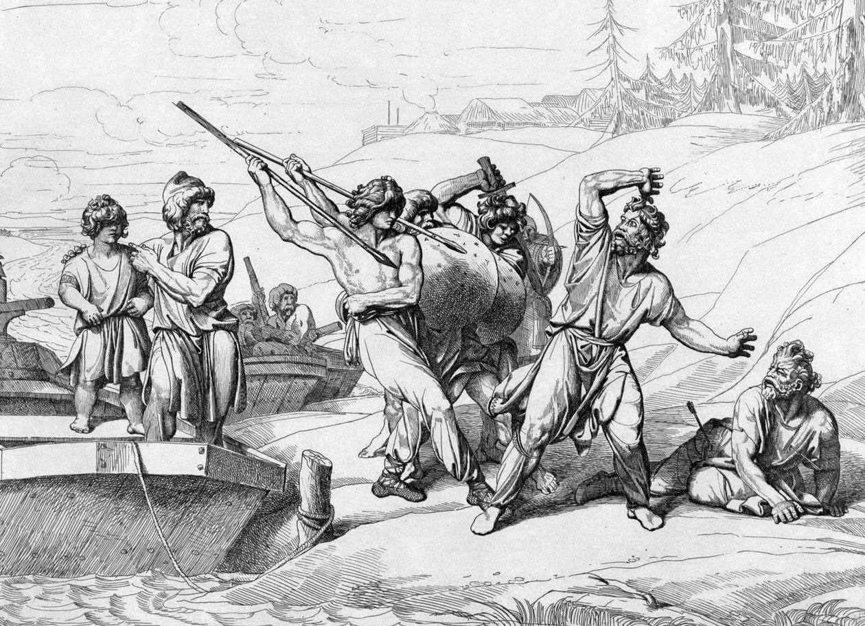 A morte de Askold e Dir, antes de 1839 de Fyodor Antonovich Bruni