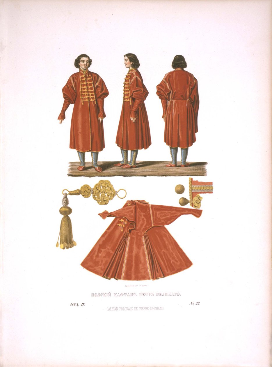 Um Kaftan polonês de Pedro, o Grande. Das antiguidades do Estado russo, antes de 1853 de Fyodor Grigoryevich Solntsev