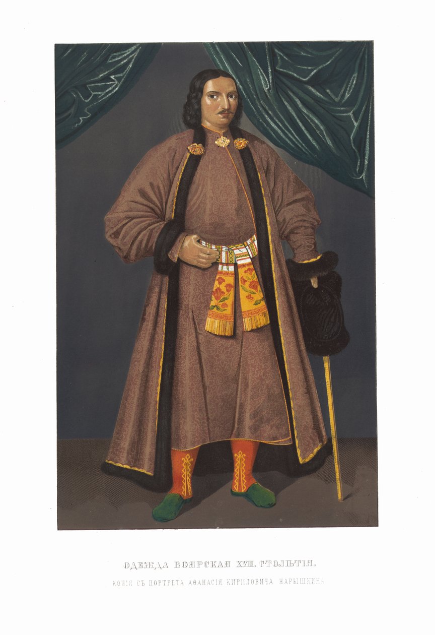 Boyar Vestuário do século XVII. Afanasiy Kirillovich Naryshkin. Das Antiguidades de ..., 184 de Fyodor Grigoryevich Solntsev