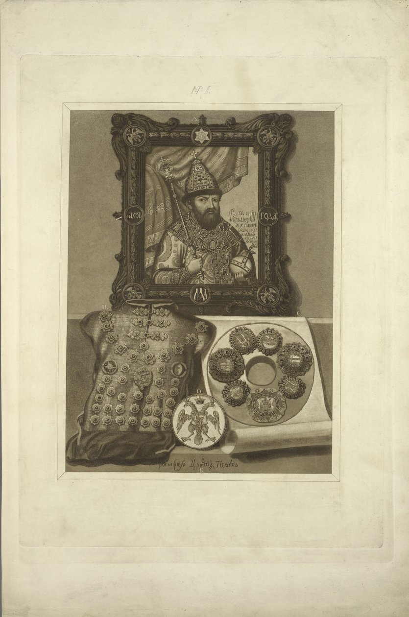 Armadura de Prata e Selo do Czar. Das antiguidades do Estado russo, antes de 1853 de Fyodor Grigoryevich Solntsev
