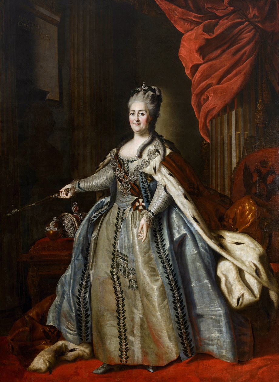 Retrato da Imperatriz Catarina II (1729-1796) por Rokotov, Fyodor Stepanovich (1735-1808). Óleo sobre tela, segunda metade do século 18, State A. Radishchev Art Museum, Saratov de Fyodor Stepanovich Rotokov